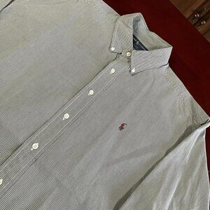 Mens Ralph Lauren Blake 100% 2 Ply Cotton Long Sleeve Gray Check Button Down(XL)